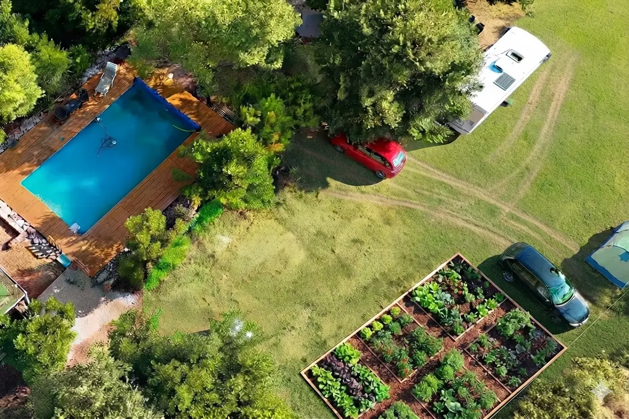 Aerial view of Agape Farm Camp in Lješevići, Montenegro